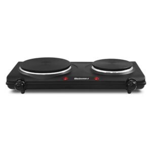 Elite Cuisine EDB-302BF Double Electric Hot Plate Burner with Adjustable Temperature Control & Power Indicator