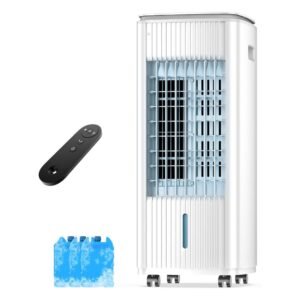 Portable Evaporative Air Cooler with Oscillation, Remote Control & Multi-Mode Cooling Fan