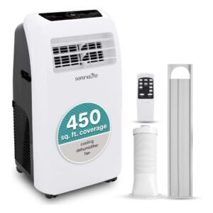 SereneLife Portable Air Conditioner with Built-in Dehumidifier, Remote Control & Complete Window Mount Kit