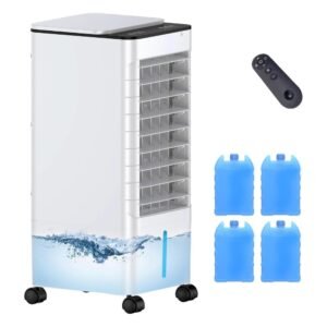 Windowless Portable Evaporative Air Conditioner with Oscillation, Remote Control & Multi-Speed Cooling Modes