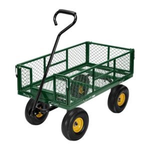 VIVOHOME Heavy Duty Garden Trolley 400kg Capacity with Removable Sides, Pneumatic Wheels & 180° Swivel Handle Utility Cart
