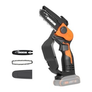 Worx WG324.9 20V 5-Inch Mini Cordless Chainsaw 3.9 lbs with Safety Guards & 22 ft/s Chain Speed (Tool Only)