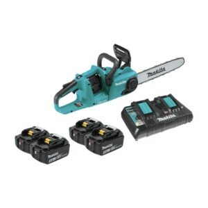 Makita XCU03PT1 36V (18V X2) LXT Brushless 14-Inch Cordless Chainsaw Kit with 4x 5.0Ah Batteries & Charger